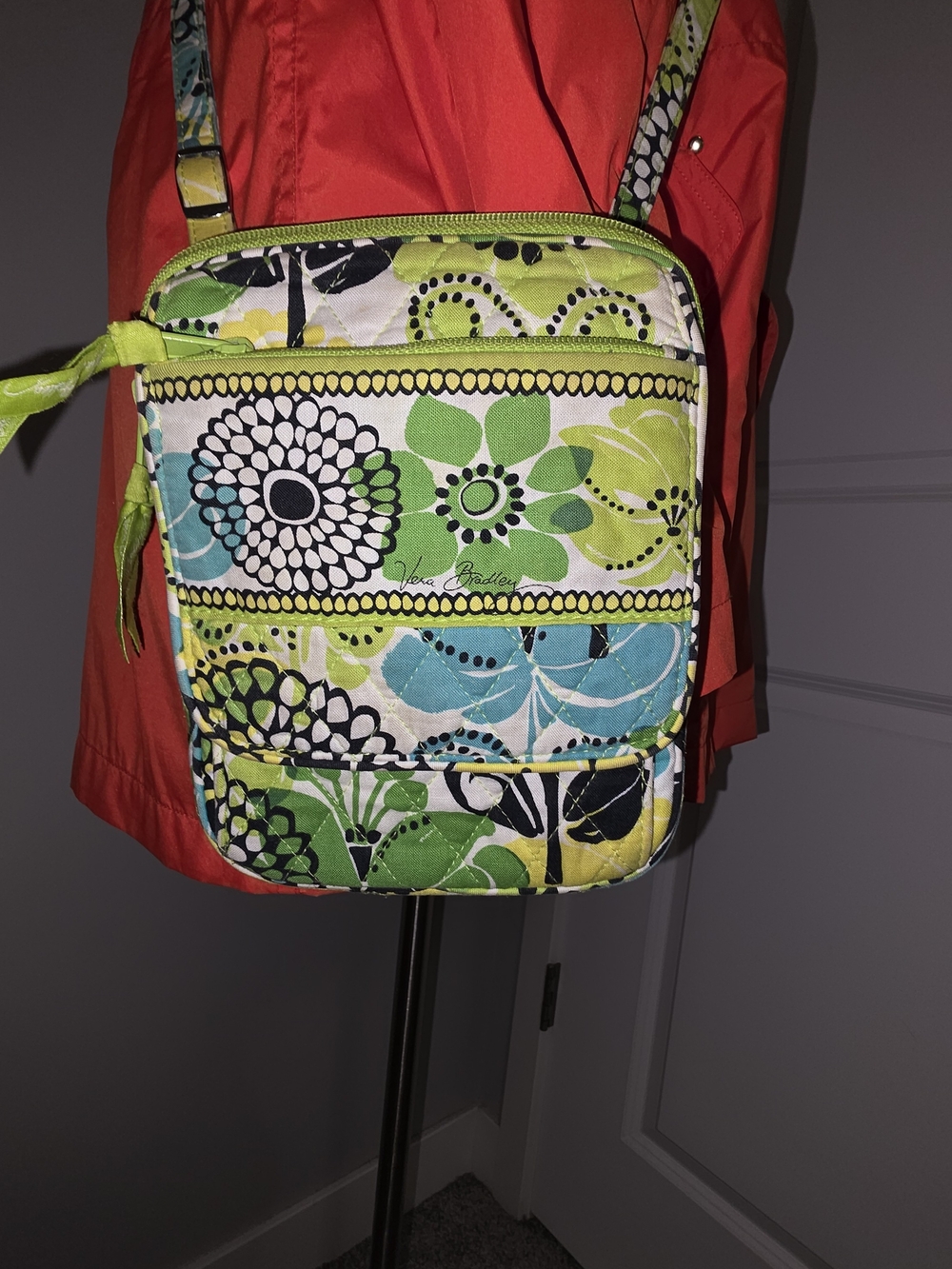 Vera Bradley Lime, Aqua & Black Floral Quilted Crossbody